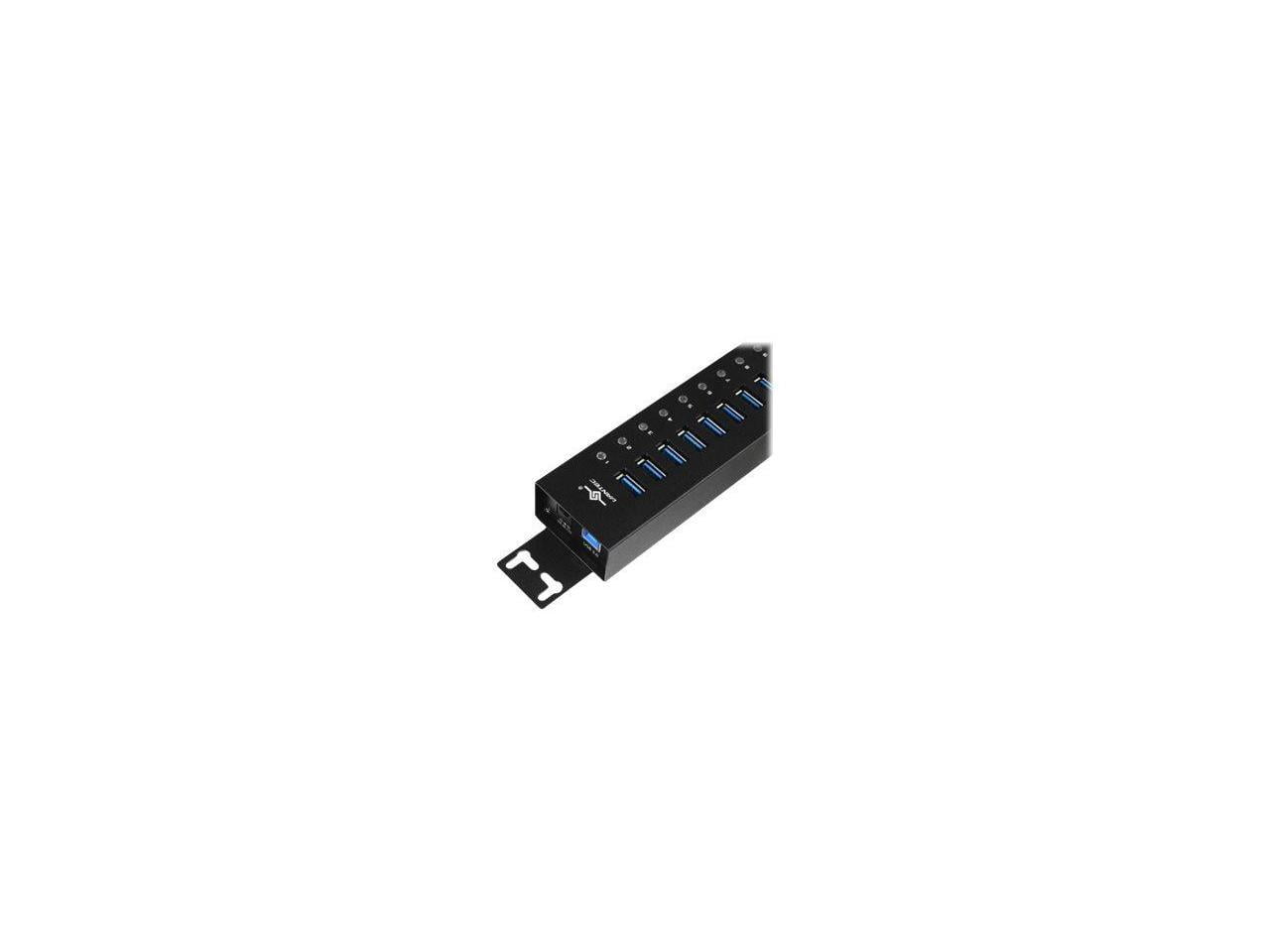 vantec 13-port usb 3.0 hub, aluminum, full powered, mountable, with all ports data & charging up to 1.5a, bc 1.2, premium 12v/5a power adapter (ugt-ah131u3-bk)
