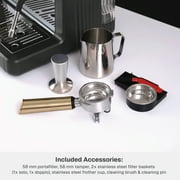 Thyme & Table Barista Grade Espresso Machine with 15-Bar Pressure and Conical Burr Grinder, Slate Grey