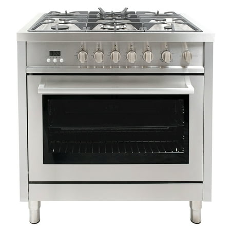 Heavy Duty Commercial Range Cosmo 36 in. 3.8 cu. ft. Gas Range with Oven and 5 Burner Cooktop with Heavy Duty Cast Iron Grates and 4 Legs in Stainless Steel ()