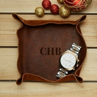 Custom Monogram Genuine Leather Stash Tray 6" x 6"