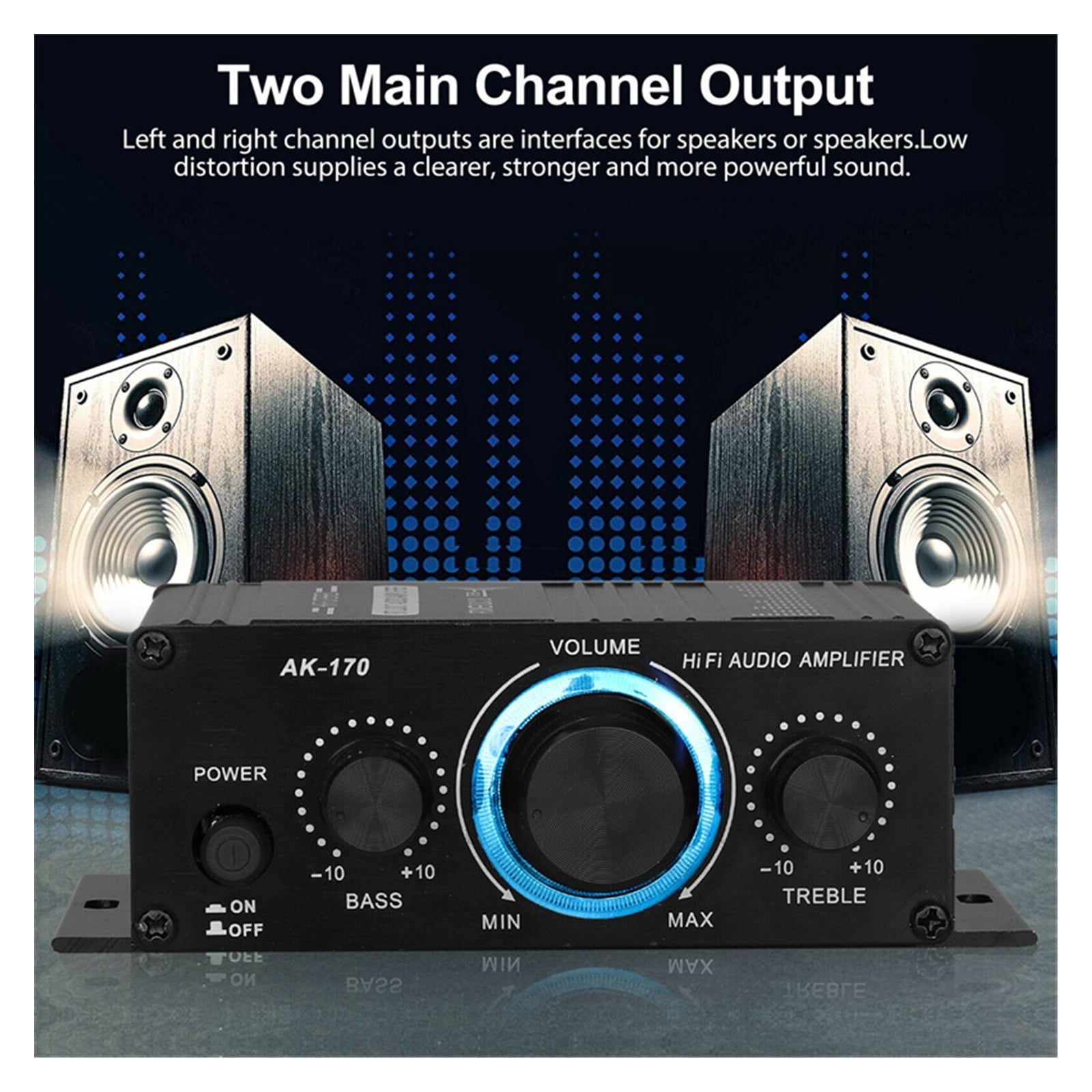 400W 12V 2 Channel Powerful Digital Stereo Power Amplifier HiFi Bass Amp 2 Channel Car Sound Amplificador Home Theater ,Efficient