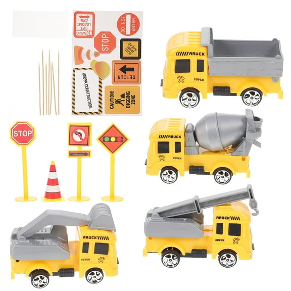 3 Sets Construction Cake Picks Engineering Car Cake Ornaments Cartoon Cake Decors