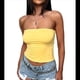 thumbnail image 3 of Tops de Tubo para Mujer, Camisa Sin Tirantes, Conjuntos de Verano, Top Bandeau Básico, Top Corto Y2k para Salir Amarillo L, 3 of 10