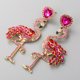 thumbnail image 3 of 1 par de pendientes en forma de flamenco, accesorios elegantes para las orejas, joyería informal, adorno para las orejas de fiesta para mujeres (rojo), 3 of 4