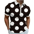 thumbnail image 2 of Odbmxy Mens Polo Shirt Short Sleeve Collared Mens Clothes Loose Casual Breathable Half Zipper Polka Dots Retro Shirts,Black S, 2 of 5