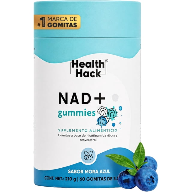 NAD+ Gummies con Nicotinamida Ribosa y Resveratrol Health Hack Suplemento Alimenticio 60 Gomitas