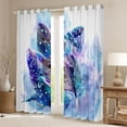 thumbnail image 2 of jejeloiu Blue Purple Feather Blackout Curtains Set of 2 (52x84 Each),Watercolor Graffiti Aesthetic Window Curtains For Girls Kids, 2 of 6
