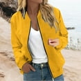thumbnail image 2 of GXIPO Women's Casual Bomber Jacket Lightweight Windbreaker Jackets Long Sleeve Windproof Spring Fall Jackets with Pockets Gold XL, 2 of 5