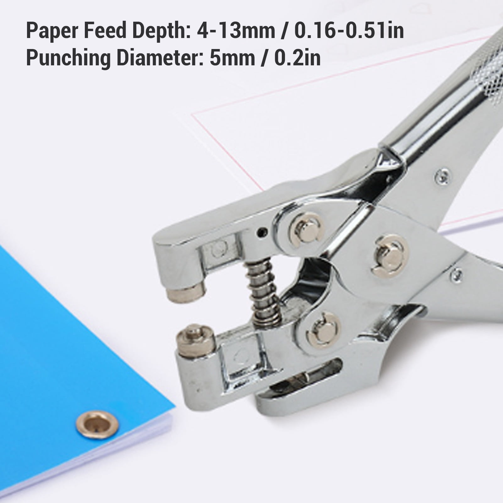 YAHHU 5mm Single Hole Puncher Heavy Duty Metal Handheld Paper Punch Tool for A4 Paper 30 Sheets