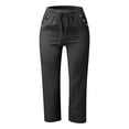 thumbnail image 4 of XIAONU Button Accent Capri Pants for Women Solid Pockets Casual Wear Capris, 4 of 4