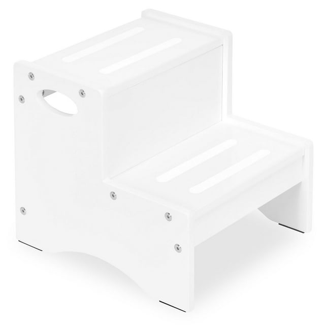 White Dream On Me Little Steps two-step stool for kids with anti-slip strips and sturdy design.