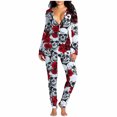 thumbnail image 2 of Pntutb Mujer Sexy Botones Estampado Funcional Abotonado Solapa Adultos Mono Largo Pntutb Pntutb-4640, 2 of 8