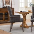 thumbnail image 4 of Upholstered Chenille Fabric Accent Chair with Armrests & Curved Solid Wood Legs Elegant Tufted Dining Chair for Dining Room Kitchen Living Room Gray Single Pack, 4 of 6