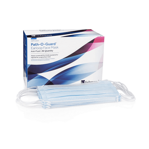 Richmond Dental & Medical 400582 Path-O-Guard Level 3 Face Mask, Anti-Fluid, Blue (Pack of 50)