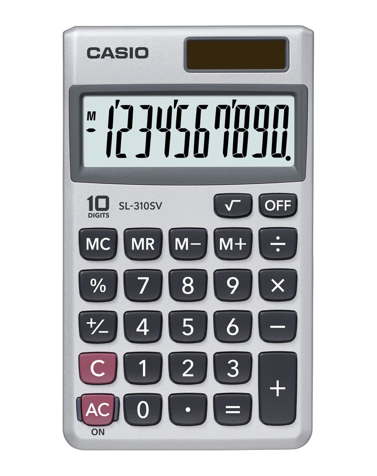 Casio SL-310SV Basic Calculator with 10 Digit Display and Protective Case