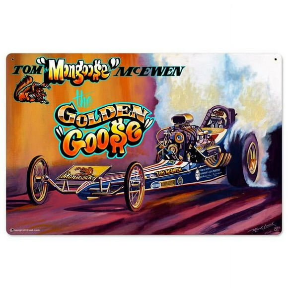 Mark Lueck MLK132 24 x 16 in. Race Car Mongoose Satin Satin Metal Sign