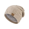 thumbnail image 2 of UTSJKR Men's Winter Fleece Beanie Hat Warm Soft Wool Lined Knit Snow Ski Comfy Hats Solid Slouchy Hat for Cold Weather Beige, 2 of 4