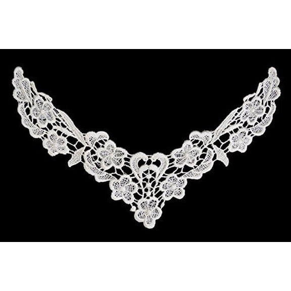 Altotux 11" X 6" White Ivory Rayon Bodice Venise Lace Motif Applique Patch By 2 Pieces (White)