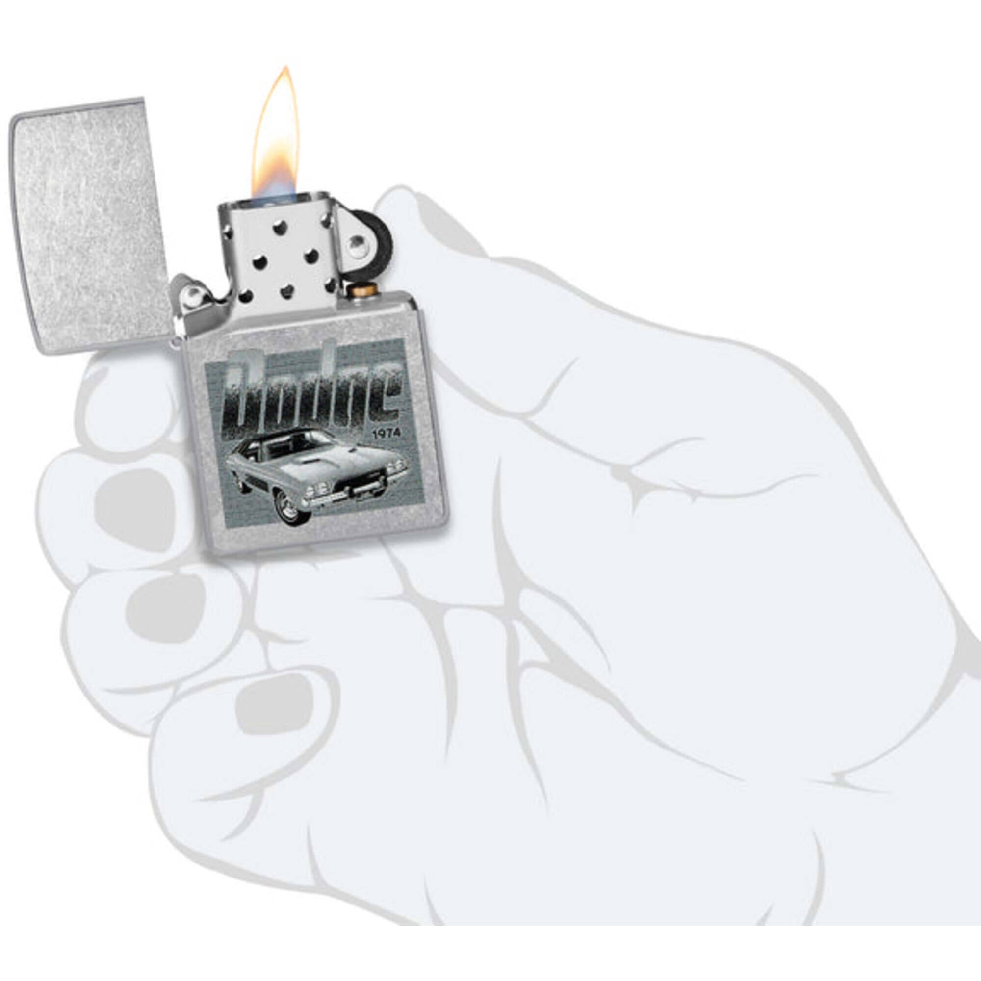Zippo 46226 Dodge Challenger Design Street Chrome Pocket Lighter