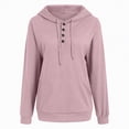 thumbnail image 4 of Godom Women's Hoodies Casual Long Sleeve Half Button Drop Shoulder Pullover Tops Loose Drawstring Hooded Sweatshirt, 4 of 7