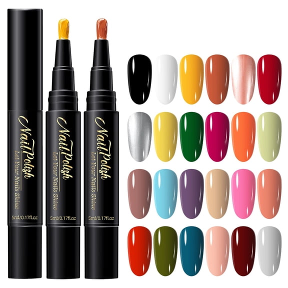 Nail Polish Pen,Water Based Nail Art Polish Pen,Easy Control Brush Tip,Quick Drying Nail Gel Art Pens For Women