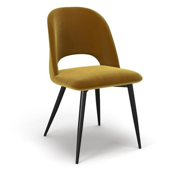 Pemberly Row Contemporary Velvet Side Chair (Set of 2) in Gold