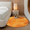 thumbnail image 2 of Orange Gold Palm Leaf Round Area&nbsp;Rug 3ft Abstract Tropical Plant Watercolor Non-Slip&nbsp;Washable Circle Rugs Soft Felt Indoor Floor Mat for Bedroom Kitchen Living Room Bathroom, 2 of 9