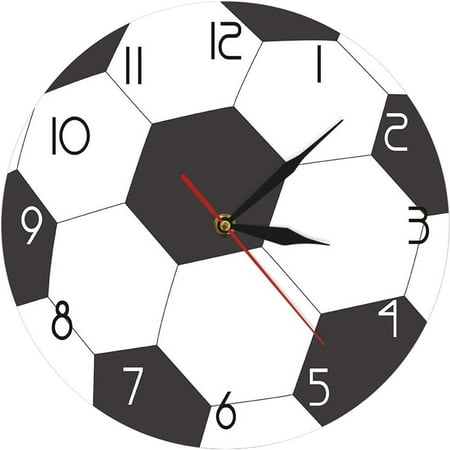 Wall Football Clock Football Wall Clock Sport Football Ball Print Round Acrylic Wall Clock Silence Non Ticking Art Painting