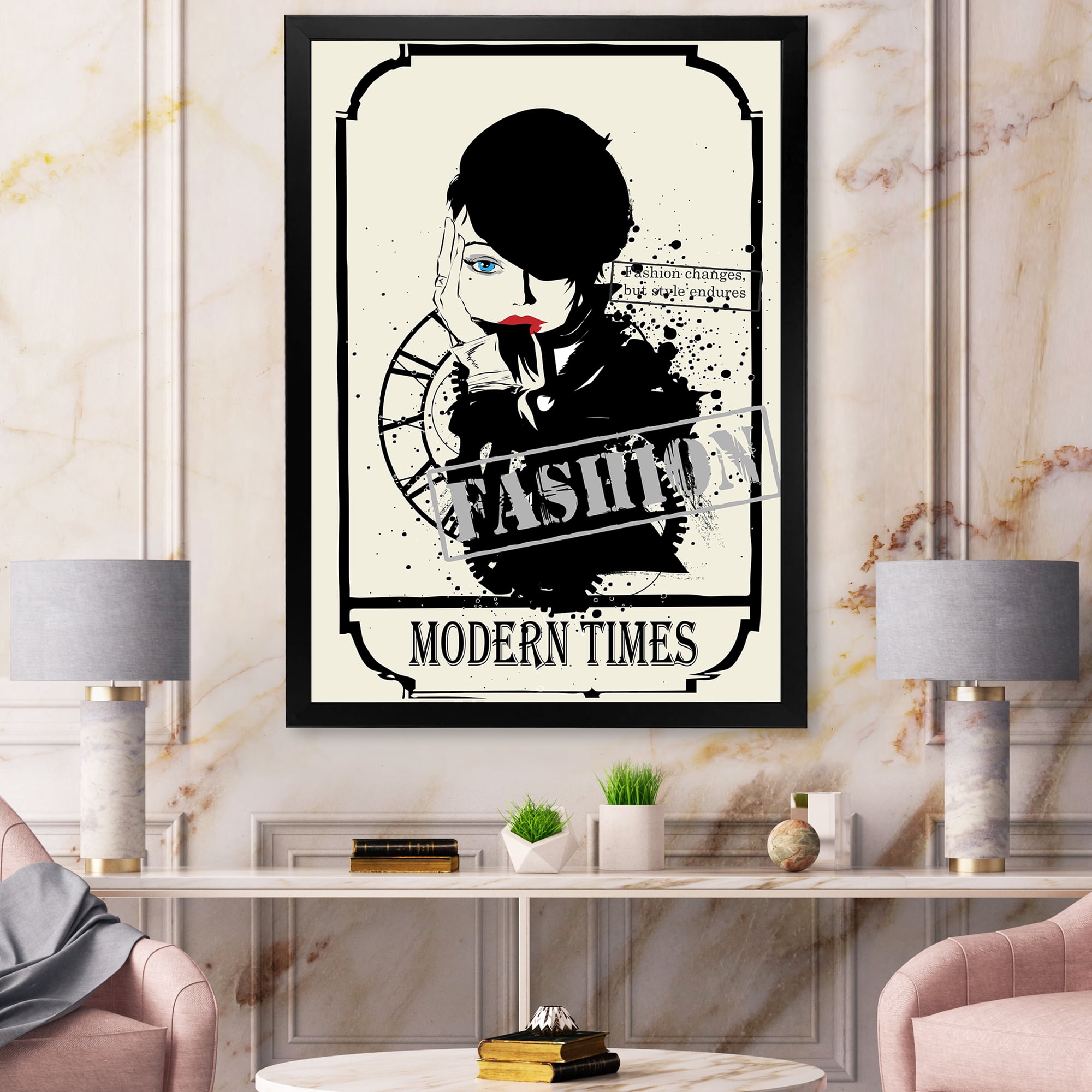 Designart 'Style Passion Life Fashion Woman VII' Vintage Framed Art Print