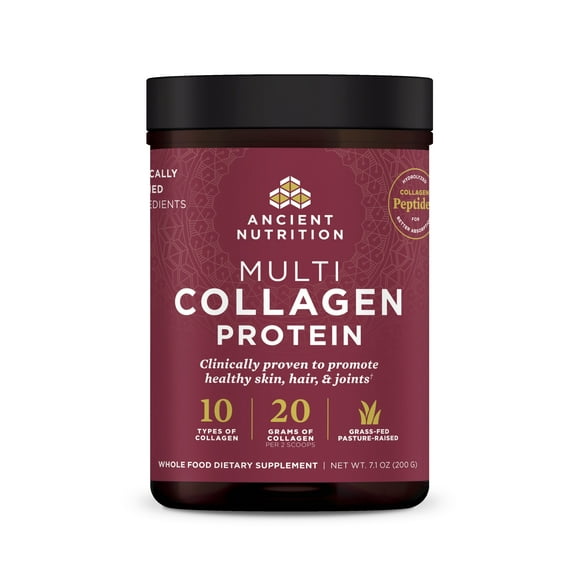Ancient Nutrition Hydrolyzed Collagen Peptides Powder, Unflavored Multi Collagen Powder for Women and Men, 24 Servings, Supports Skin and Nails, Gut Health