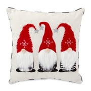 Holiday Time Gnomes Christmas Decorative Pillow, 14"x14" Square