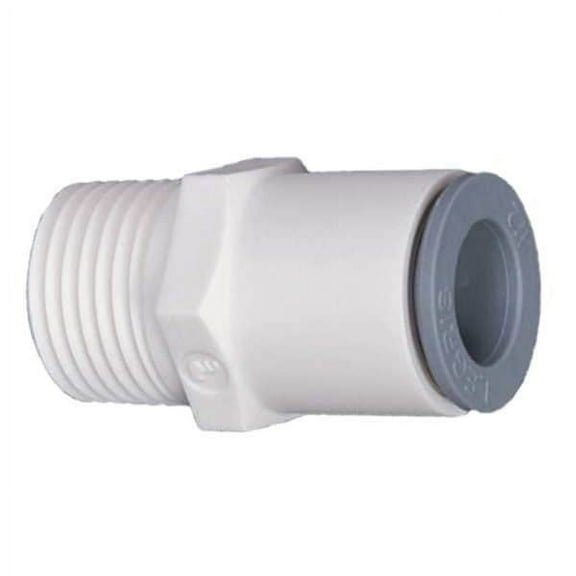 Push-Fit Adapter Fitting, 1/2 in Tube Size, Bio-Based Nylon, White, 5 PK