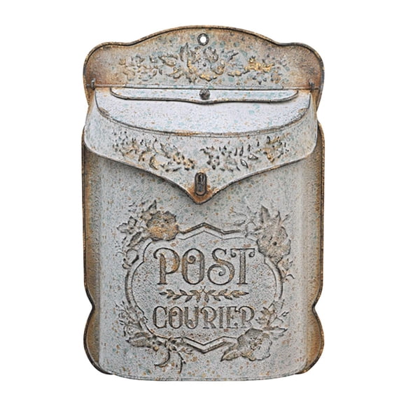 Tnarru Embossed Wall Mailbox Dropbox Garden Street Porch Farmhouse Hanging Post Box Retro Gray