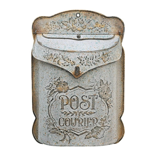 Tnarru Embossed Wall Mailbox Dropbox Garden Street Porch Farmhouse Hanging Post Box Retro Gray