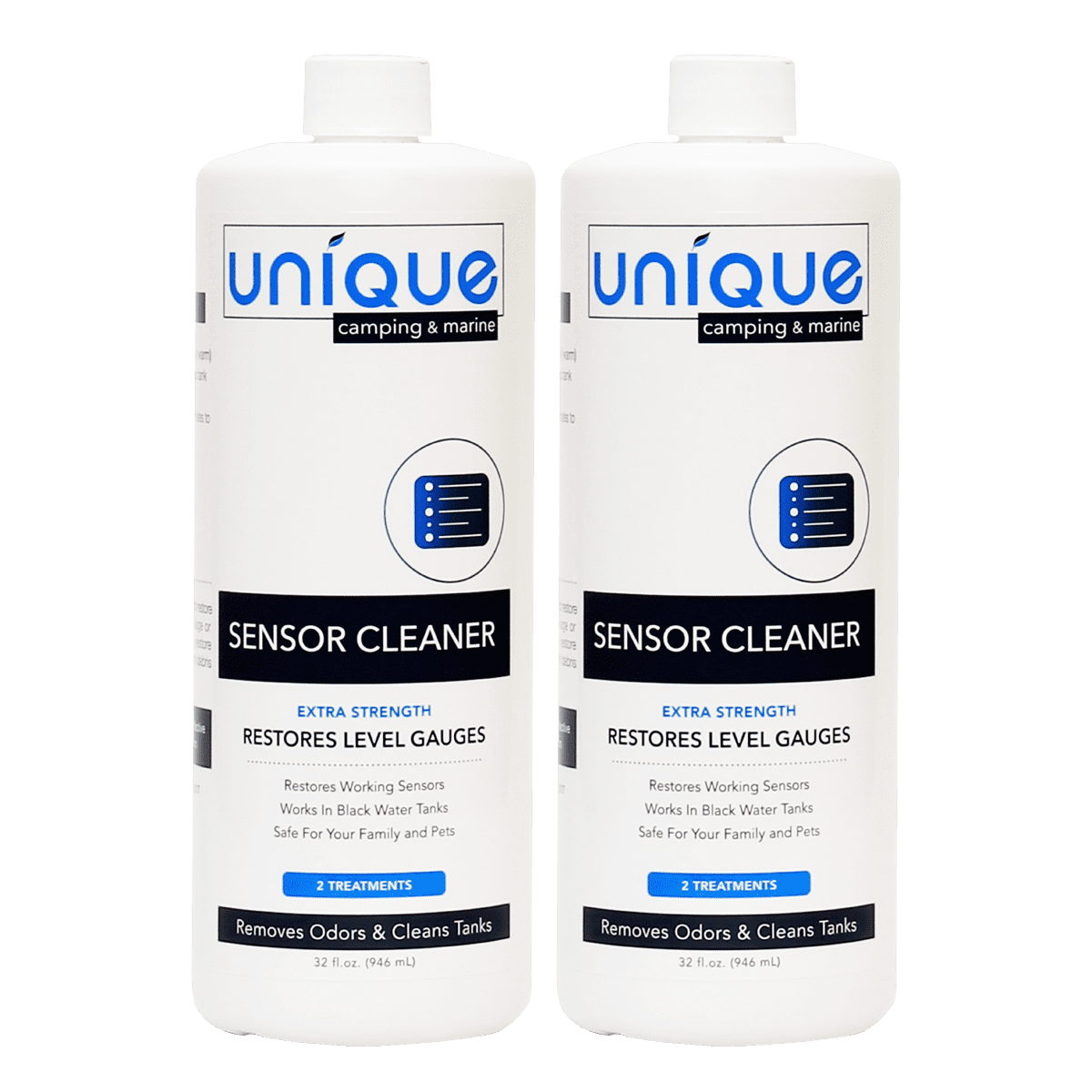 Unique Sensor Cleaner for RVs and Boats 4 Liquid Treatments (Two 32 oz