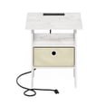 thumbnail image 6 of Furinno Andrey Side Table, Charging Station End Table with Storage Bin, Night Stand, Bedside Table with USB and Type-C Charging Port, for Living Room, Bedroom, Light Marble/Ivory, 6 of 6