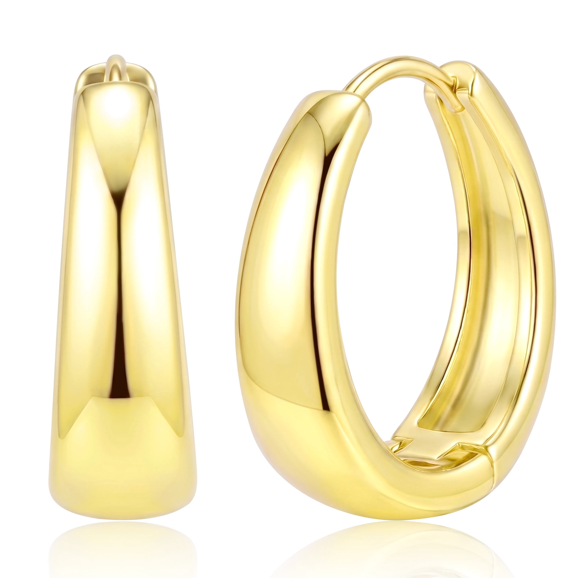 APSVO 18K Gold Plated Hoop Earrings for Women Chunky Hypoallergenic Post Earrings Birthday Graduation Wedding Prom Christmas Jewelry Gifts Teen Mom Her Wife Lady Adults Stocking Stuffers Ideas