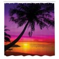 thumbnail image 3 of Ambesonne Tropical Shower Curtain, Palm Shadow at Sunset, 69"Wx70"L, Purple Orange Black, 3 of 5