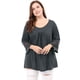 thumbnail image 3 of Blusa con Mangas Raglán Kimono Agnes Orinda Panel de Ganchillo Gris Oscuro 3XL, 3 of 6