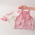thumbnail image 2 of Odeerbi 0-5 Años Niñas Conjuntos Conejo Peto Pantalón Corto Con Camiseta de Manga Corta de Algodón Conjunto Verano Strap Romper Jumpsuit Playsuit, 2 of 4