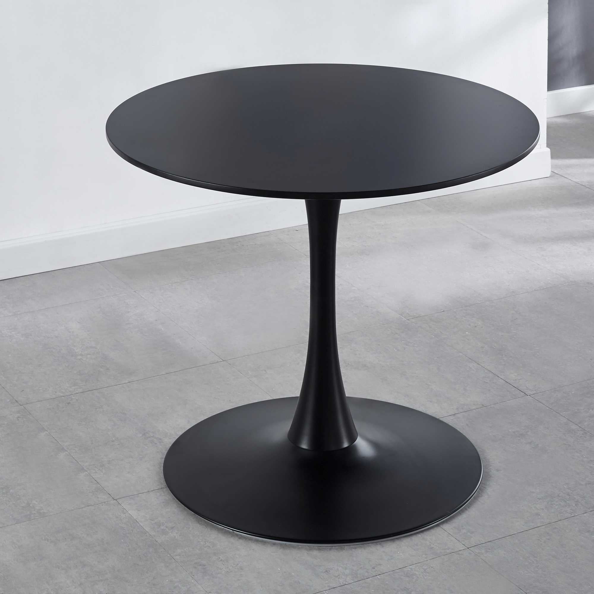 Buy 31.5 inch Black Tulip Round Dining Table Metal Pedestal Base, Mid
