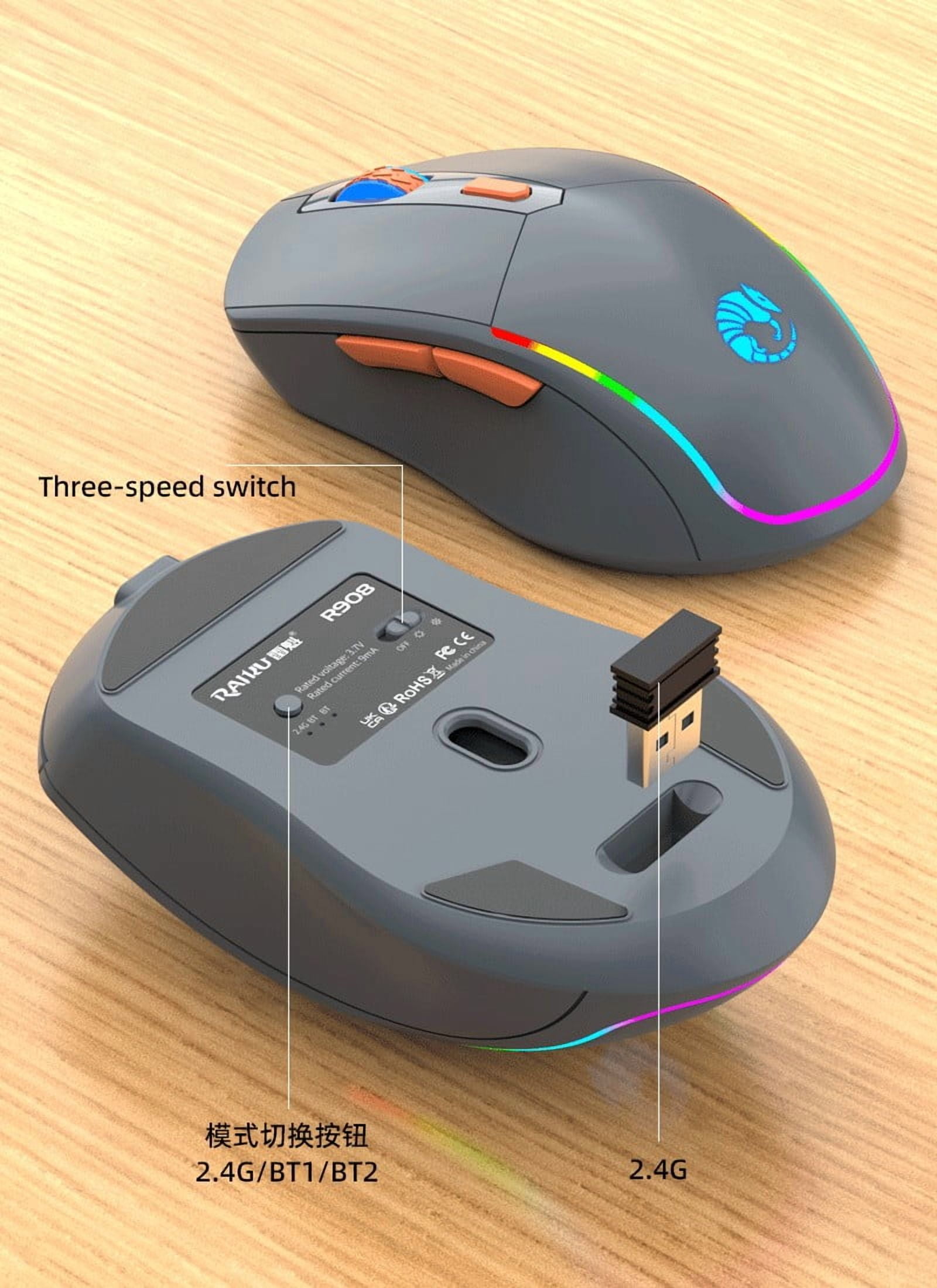 Wireless keyboard and mouse combination charging gaming silent BT5.0 and 2.4G USB dual-mode 7-color backlight, USB-C interface RGB backlight suitable for Mac laptops and desktop computers