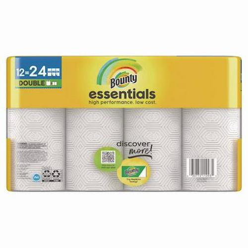 Bounty Essentials Select-A-Size Kitchen Roll Paper Towels, 2-Ply, 108 Sheets/Roll, 12 Rolls/Carton