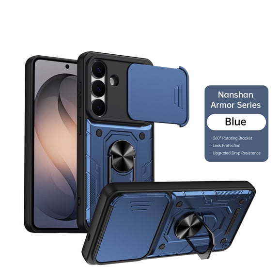 TakFox for Samsung Galaxy S26  Plus Case with Camera Lens Cover & Kickstand, [Military Grade Drop Protection] Magnetic Kickstand Protective Case, Blue