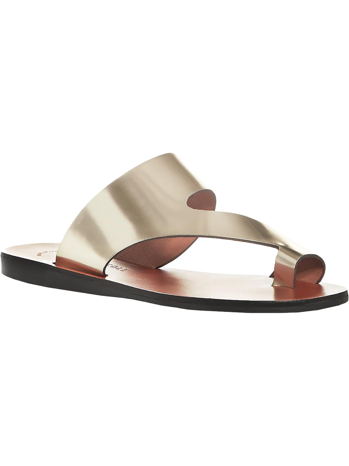 Womens Palm Slides Toe Loop Flats Gold 