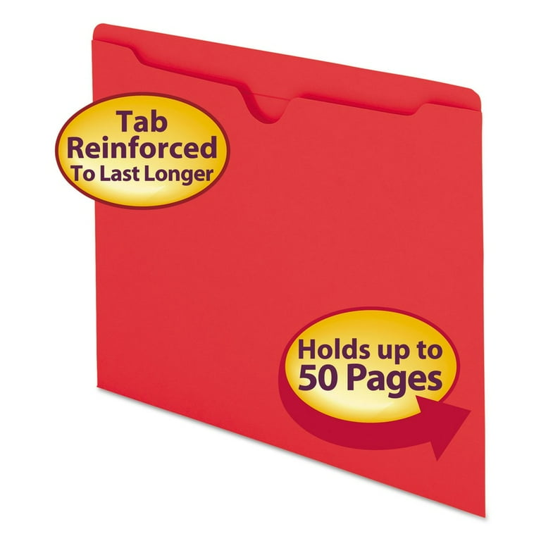 Colored File Jackets with Reinforced Double-Ply Tab, Straight Tab, Letter Size, Red, 50/Box Colored File Jackets with Reinforced Double-Ply Tab, Straight Tab, Letter Size, Red, 50/Box