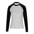 thumbnail image 5 of Womens Long Sleeve Y2k Tops Round Neck Slim Fit Raglan Tshirts Colorblock Casual Base Tee Fall Spring Crop T-shirts (S, Black), 5 of 5