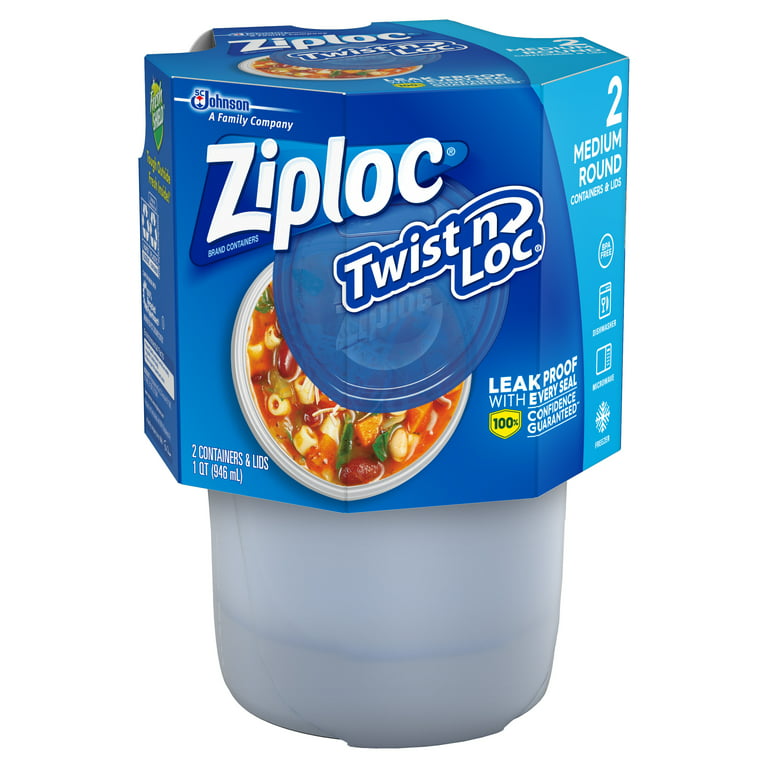  Ziploc Twist N Loc Food Storage Meal Prep Containers Reusable  for Kitchen Organization, Dishwasher Safe, Medium Round, 3 Count : Home &  Kitchen