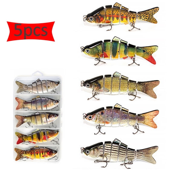 GoXteam Fishing Lures for Bass Trout 3.94" Multi Jointed Swimbaits Slow Sinking Bionic Lifelike Swimming Bass Lures Freshwater Saltwater Bass Fishing baits Kit