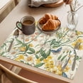 thumbnail image 3 of Placemat Set of 6 Spring Flowers Leaves Placemats for Dining Table Vintage Floral Plant Beige Washable Table Mats for Kitchen and Party Decor Indoor & Outdoor Use, 3 of 8